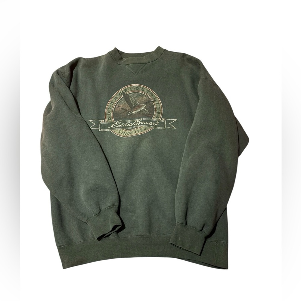 Eddie Bauer Vintage 90's canadian goose crewneck green pullover mens XL